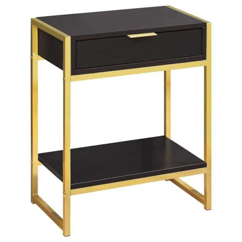 Accent table - 24"h / espresso / gold metal - Monarch