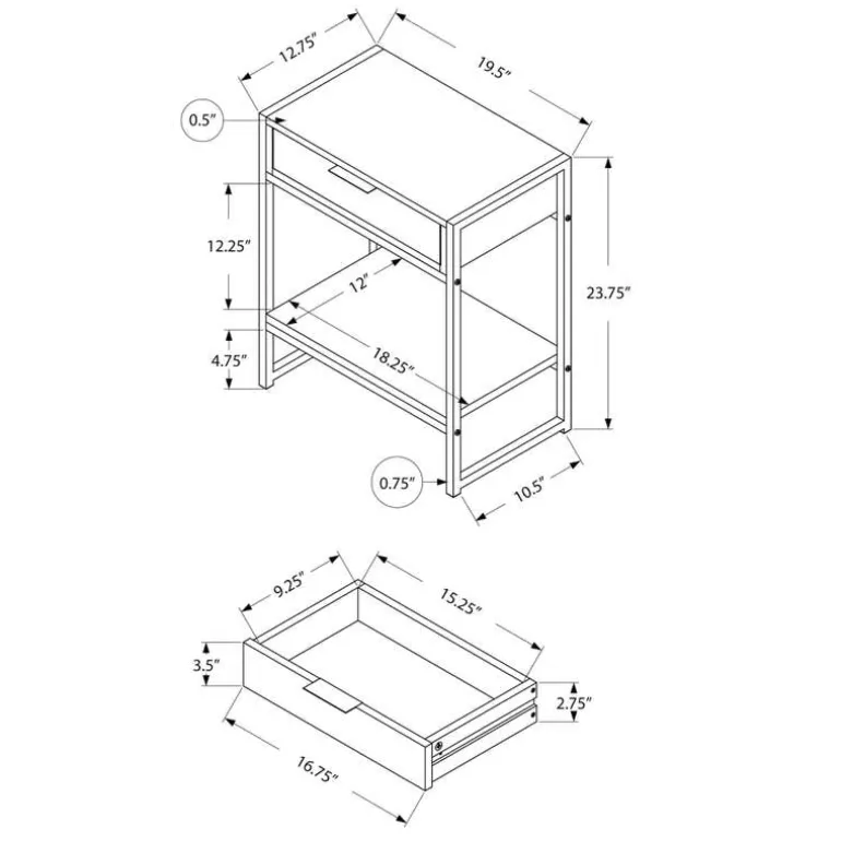 Accent table - 24"h / espresso / gold metal - Monarch