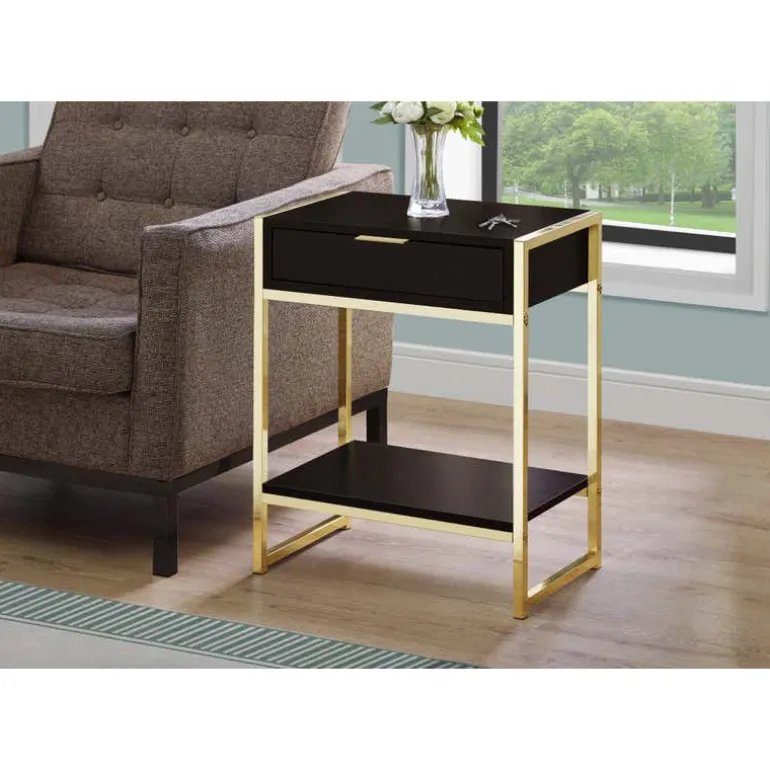 Accent table - 24"h / espresso / gold metal - Monarch