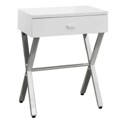 Accent table - 24"h / glossy white / chrome metal - Monarch