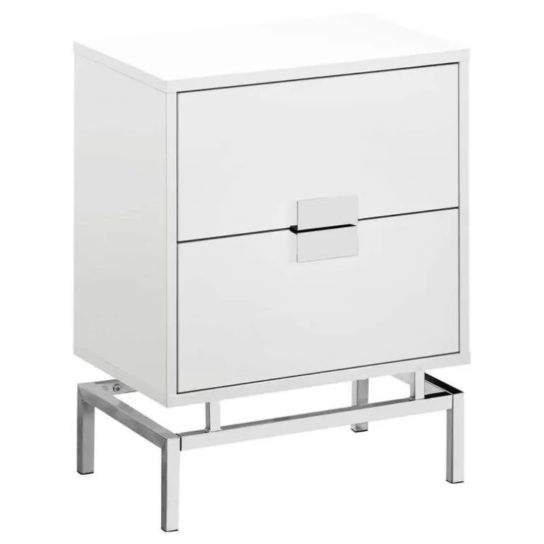 Accent table - 24"h / glossy white / chrome metal - Monarch