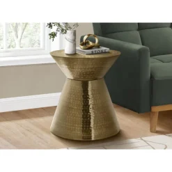 Accent table - 22"h / gold iron metal drum end table - Monarch