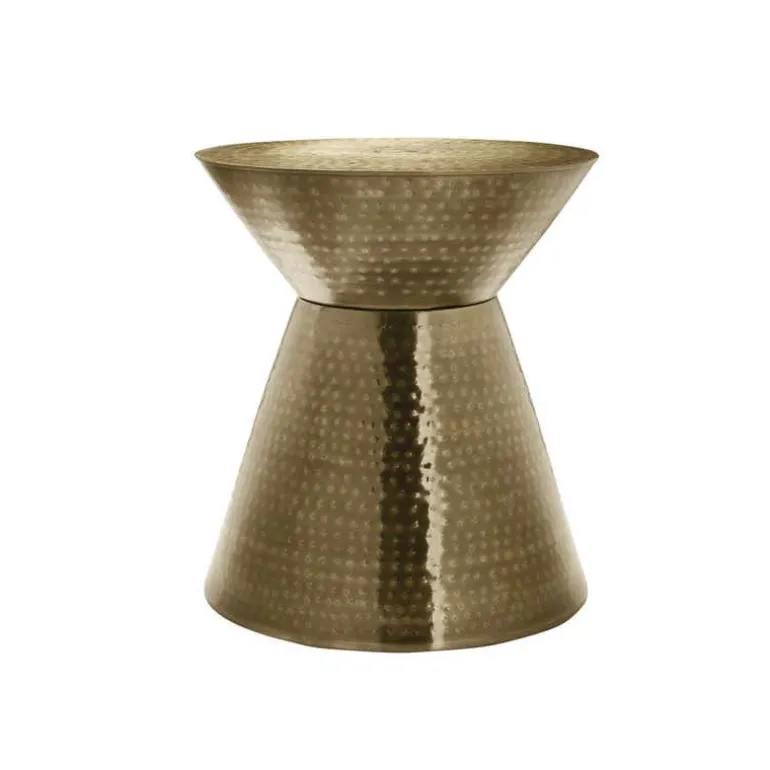 Accent table - 22"h / gold iron metal drum end table - Monarch