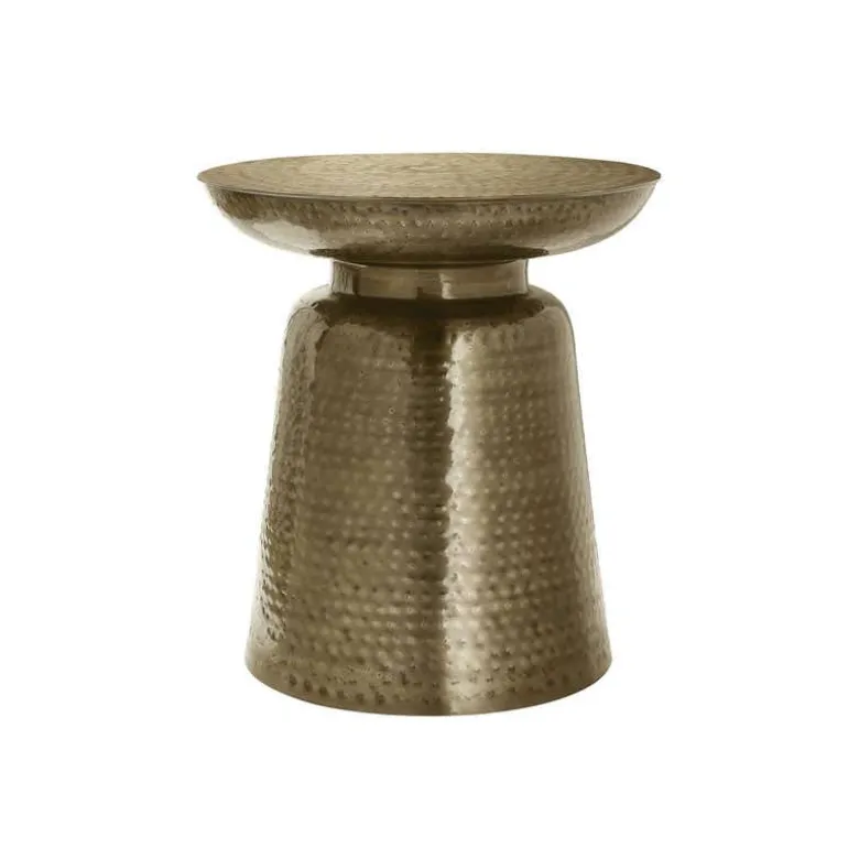 Accent table - 22"h / gold iron metal drum end - Monarch