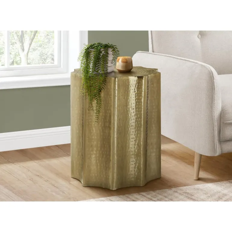 Accent table - 22"h / gold iron metal end table - Monarch