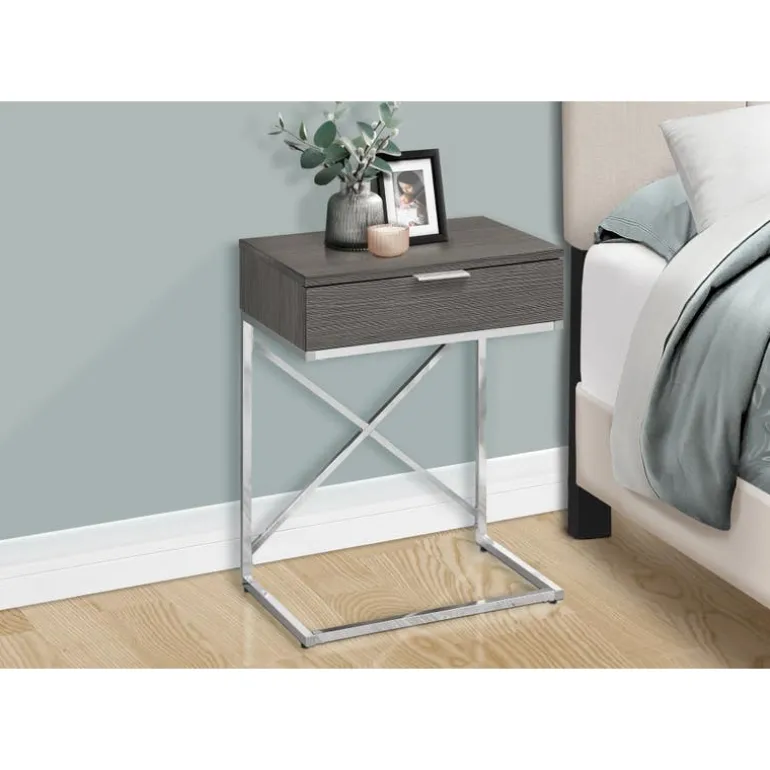 Accent table - 24"h / grey / chrome metal - Monarch