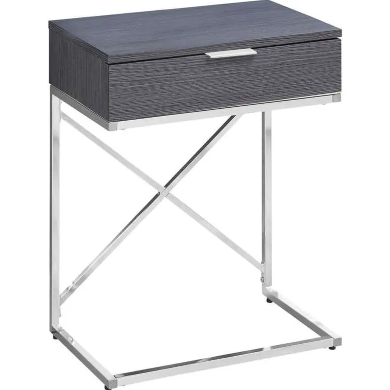 Accent table - 24"h / grey / chrome metal - Monarch