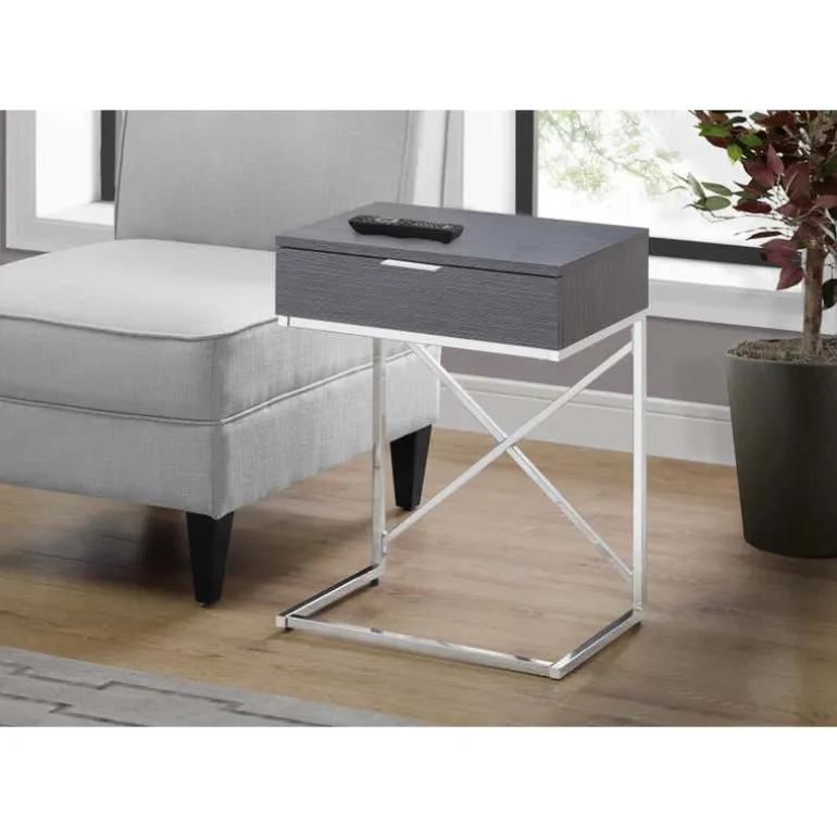 Accent table - 24"h / grey / chrome metal - Monarch