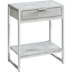 Accent table - 24"h / grey cement / chrome metal - Monarch