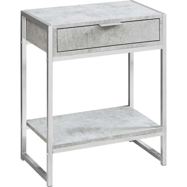 Accent table - 24"h / grey cement / chrome metal - Monarch