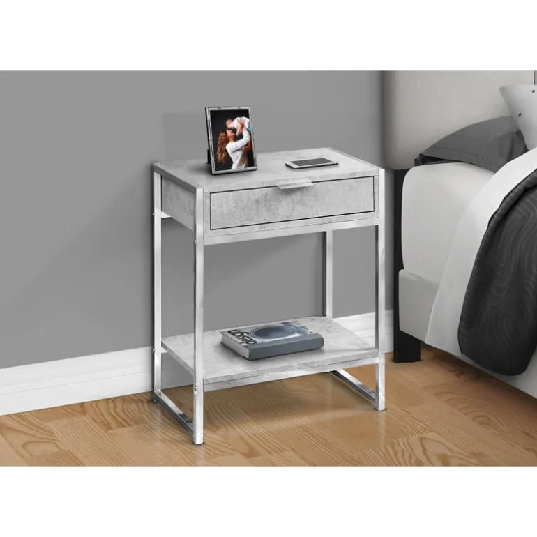 Accent table - 24"h / grey cement / chrome metal - Monarch