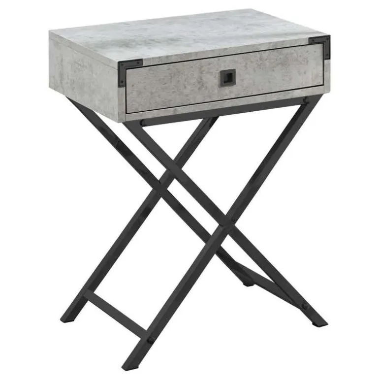 Accent table - 24"h / grey cement / black nickel metal - Monarch