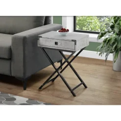 Accent table - 24"h / grey cement / black nickel metal - Monarch