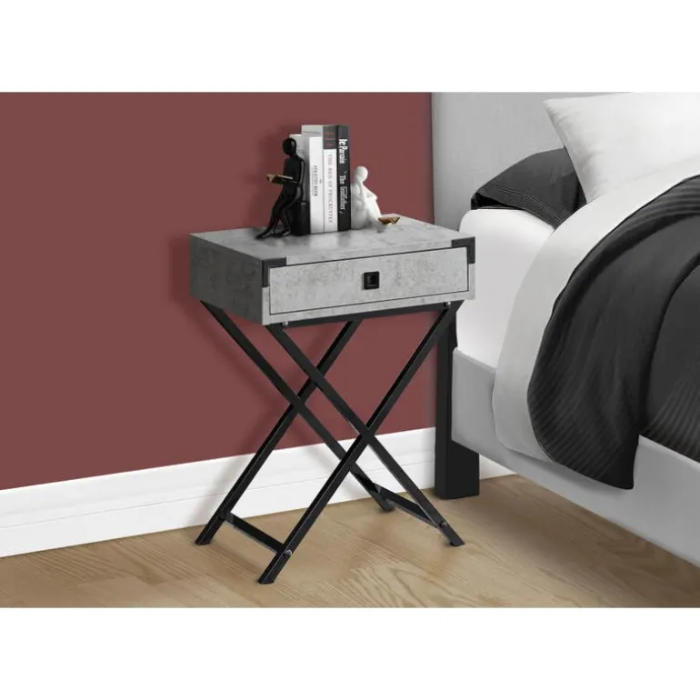 Accent table - 24"h / grey cement / black nickel metal - Monarch