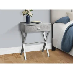 Accent table - 24"h / grey cement / chrome metal - Monarch