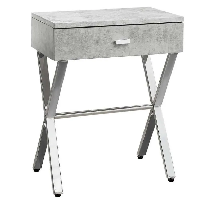 Accent table - 24"h / grey cement / chrome metal - Monarch