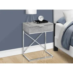 Accent table - 24"h / grey cement / chrome metal - Monarch