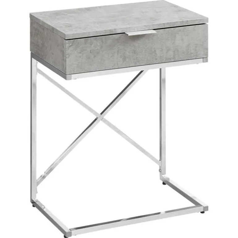Accent table - 24"h / grey cement / chrome metal - Monarch