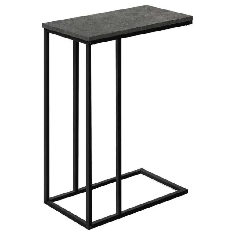 Accent table - 25"h / grey stone-look / black metal - Monarch