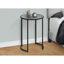 Accent table - 24"h / grey stone-look / black metal - Monarch