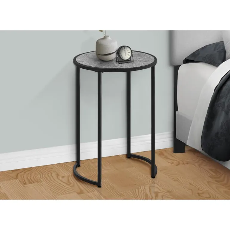 Accent table - 24"h / grey stone-look / black metal - Monarch