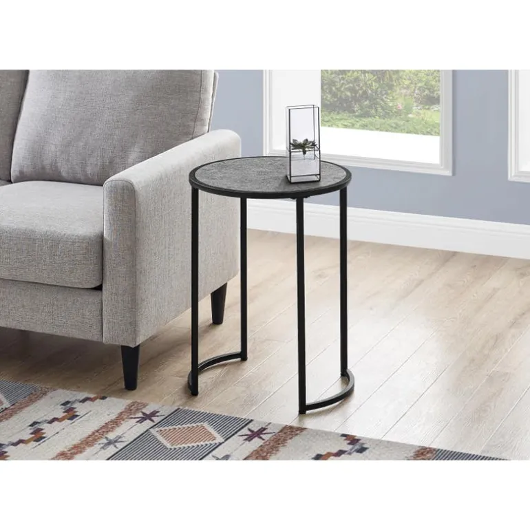 Accent table - 24"h / grey stone-look / black metal - Monarch