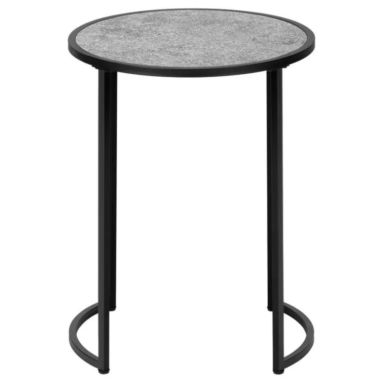 Accent table - 24"h / grey stone-look / black metal - Monarch