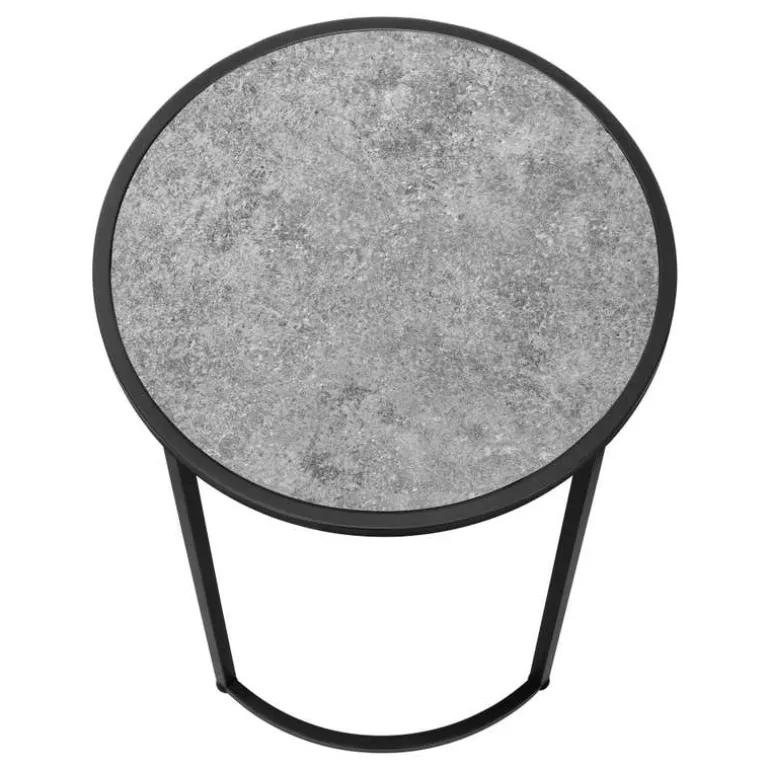 Accent table - 24"h / grey stone-look / black metal - Monarch