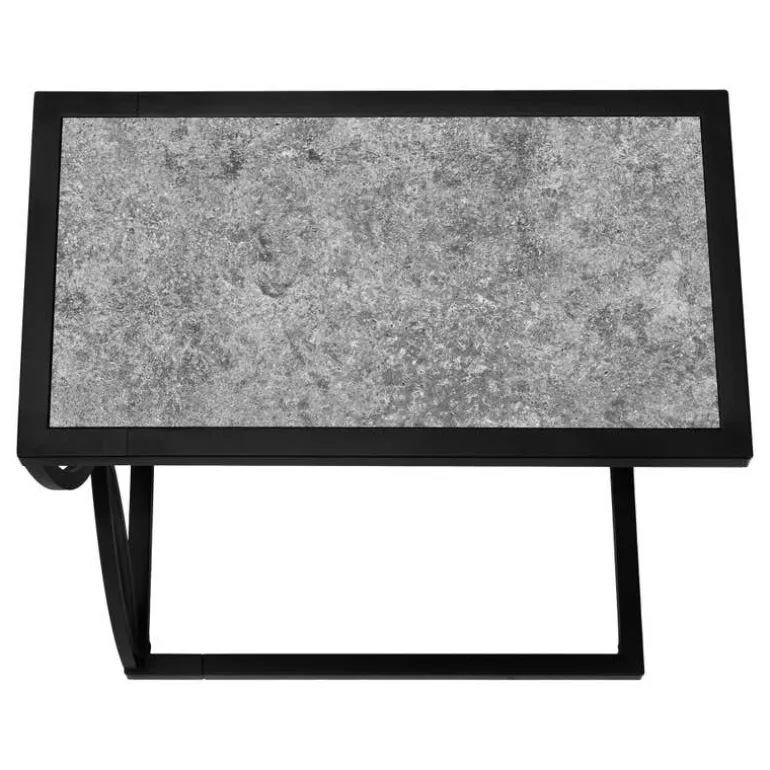 Accent table - 25"h / grey stone-look / black metal - Monarch
