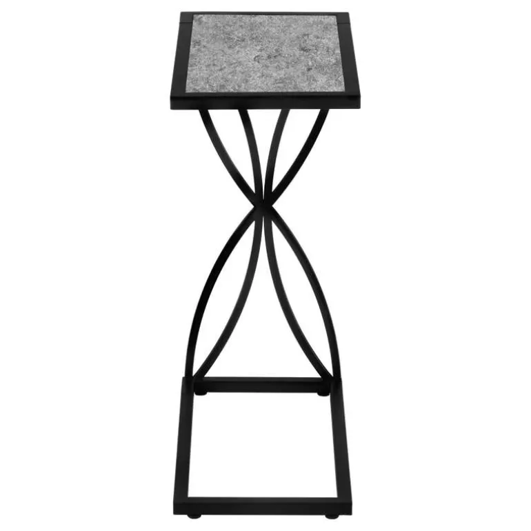 Accent table - 25"h / grey stone-look / black metal - Monarch