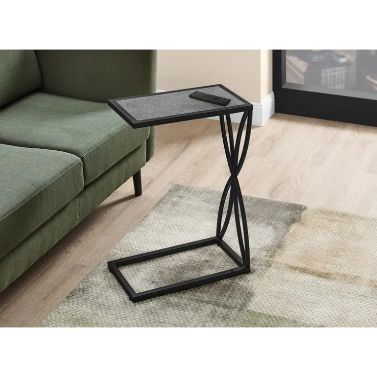 Accent table - 25"h / grey stone-look / black metal - Monarch