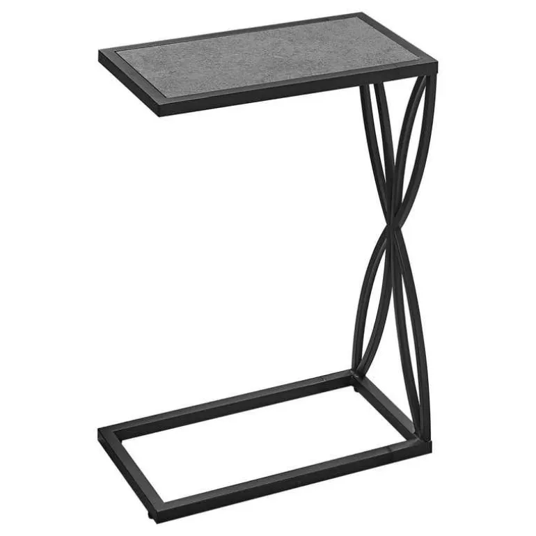 Accent table - 25"h / grey stone-look / black metal - Monarch