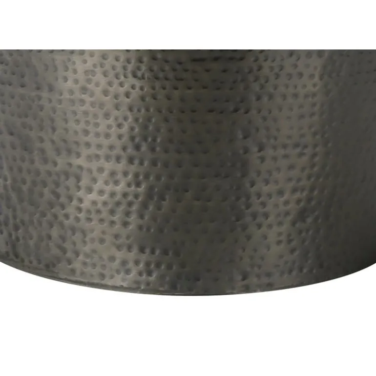 Accent table - 22"h / silver grey iron metal drum end - Monarch