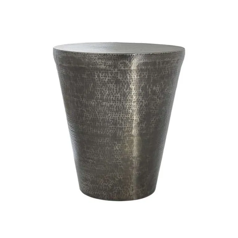 Accent table - 22"h / silver grey iron metal drum end - Monarch