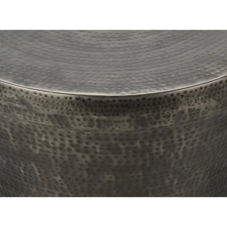 Accent table - 22"h / silver grey iron metal drum end - Monarch
