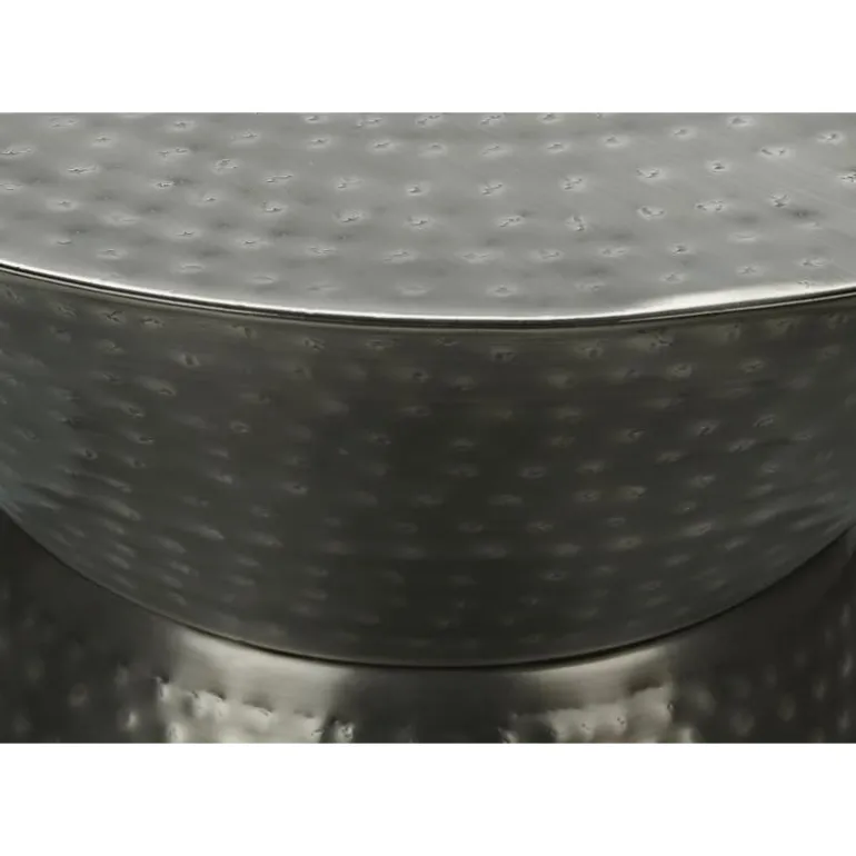 Accent table - 22"h / silver grey iron metal drum end - Monarch