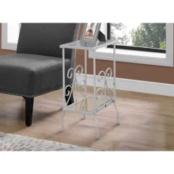 Accent table - 30"h / silver metal with tempered glass - Monarch