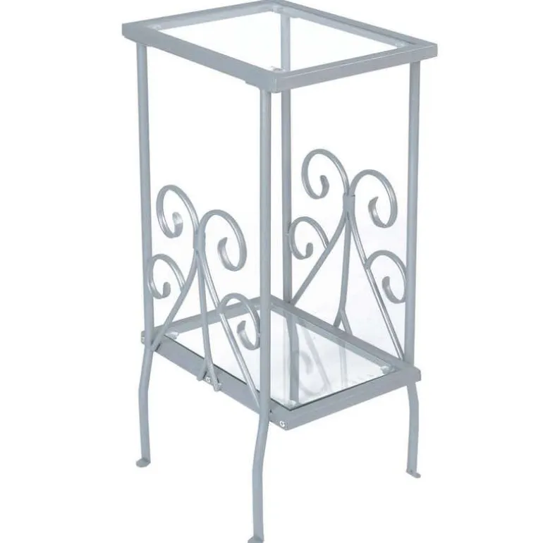 Accent table - 30"h / silver metal with tempered glass - Monarch