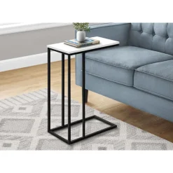 Accent table - 25"h / white / black metal - Monarch