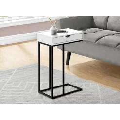 Accent table - 25"h / white / black metal - Monarch