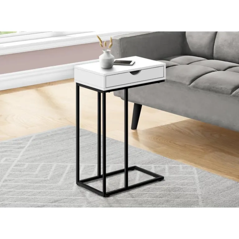 Accent table - 25"h / white / black metal - Monarch