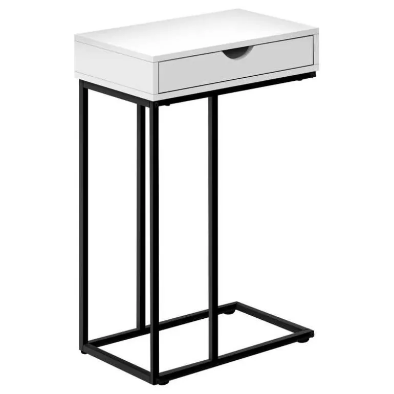 Accent table - 25"h / white / black metal - Monarch