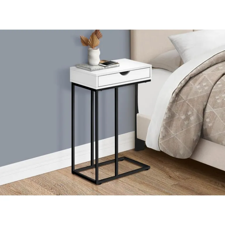 Accent table - 25"h / white / black metal - Monarch