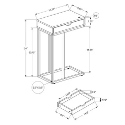 Accent table - 25"h / white / silver metal - Monarch