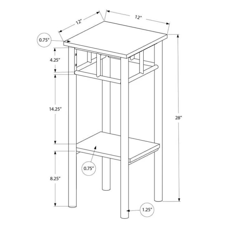 Accent table - 28"h / white / white metal - Monarch