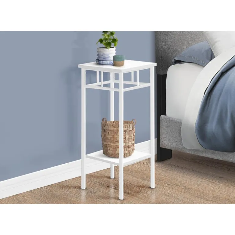 Accent table - 28"h / white / white metal - Monarch