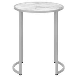 Accent table - 24"h / white marble-look / silver metal - Monarch