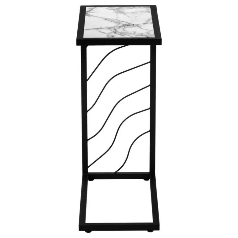 Accent table - 25"h / white marble-look / black metal - Monarch