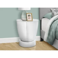 Accent table - 22"h / white textured iron metal drum end - Monarch