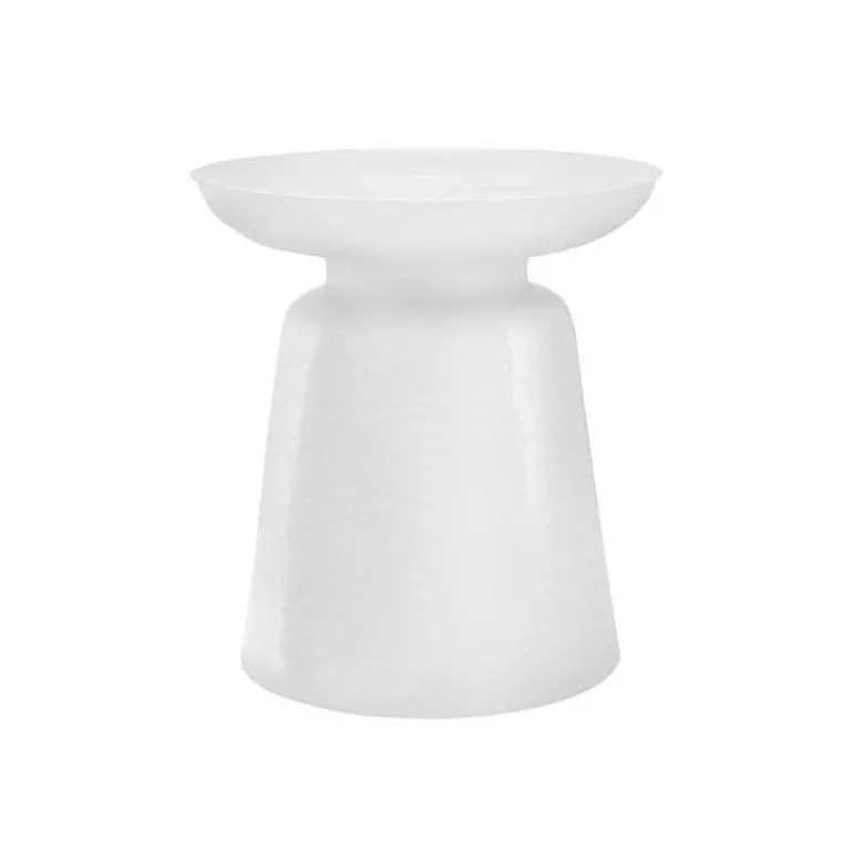 Accent table - 22"h / white textured iron metal drum end - Monarch